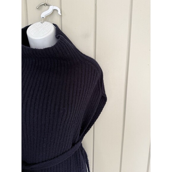 Mijeong Park Sweater One Size Poncho Cowl Neck Wool Blend Navy Blue Korea - Picture 2 of 4